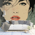 Urban Fashion Sketch Mural Wallpaper — Artistic Sage Portrait Mural Wallpaper - room preview 02