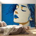 Blue Silhouette Portrait Mural Wallpaper — Modern Graphic Art Mural Wallpaper - room preview 02