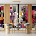 Abstract Floral Geometric Mural Wallpaper — Paper-Cut Style Art Mural Wallpaper - room preview 02