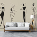 Minimalist Fashion Silhouette Mural Wallpaper — Line Art Design Mural Wallpaper - room preview 02