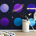Cosmic Solar System Mural Wallpaper — Playful Planet Illustration Mural Wallpaper - room preview 02