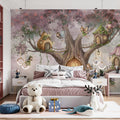 Fairy Tree House Mural Wallpaper — Whimsical Watercolor Illustration Mural Wallpaper - room preview 02