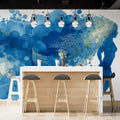 Watercolor Mermaid Silhouette Mural Wallpaper with Gold Accents Mural Wallpaper - room preview 02