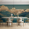 Japanese Woodblock Mountain Mural Wallpaper — Tranquil Lake View Mural Wallpaper - room preview 02