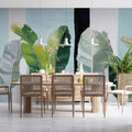 Textured Banana Leaf Mural Wallpaper —Modern Oil Painting Style Mural Wallpaper - room preview 02
