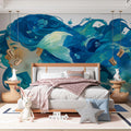 Ocean Wave Portrait Mural Wallpaper — Fluid Feminine Art Mural Wallpaper - room preview 02