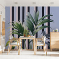 Palm Frond Mural Wallpaper — Modern Tropical Striped Design Mural Wallpaper - room preview 02