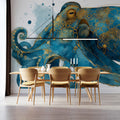 Gilded Marine Octopus Mural Wallpaper — Ornate Coastal Art Mural Wallpaper - room preview 02