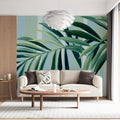 Palm Frond Striped Mural Wallpaper — Botanical Art Mural Wallpaper - room preview 02