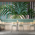 Palm Leaves Striped Mural Wallpaper —Pop Art Geometric Design Mural Wallpaper - room preview 02