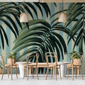Palm Foliage Mural Wallpaper —Painted Botanical Stripes Mural Wallpaper - room preview 02
