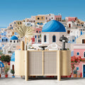Mediterranean Hillside Village Mural Wallpaper — Vibrant Scenic Mural Wallpaper - room preview 02