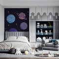 Cosmic Planets Pattern Mural Wallpaper — Whimsical Galaxy Theme Mural Wallpaper - room preview 02