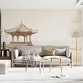 Traditional Chinese Pavilion Sketch Mural Wallpaper — Sepia Skyline Mural Wallpaper - room preview 02