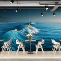 Ocean Wave Oil Painting Mural Wallpaper — Coastal Art Decor Mural Wallpaper - room preview 02