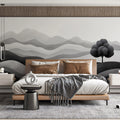 Minimalist Rolling Hills Mural Wallpaper in Monochrome Shades Mural Wallpaper - room preview 02