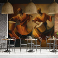 African Drumming Dancers Mural Wallpaper — Impressionistic Oil Art Mural Wallpaper - room preview 02