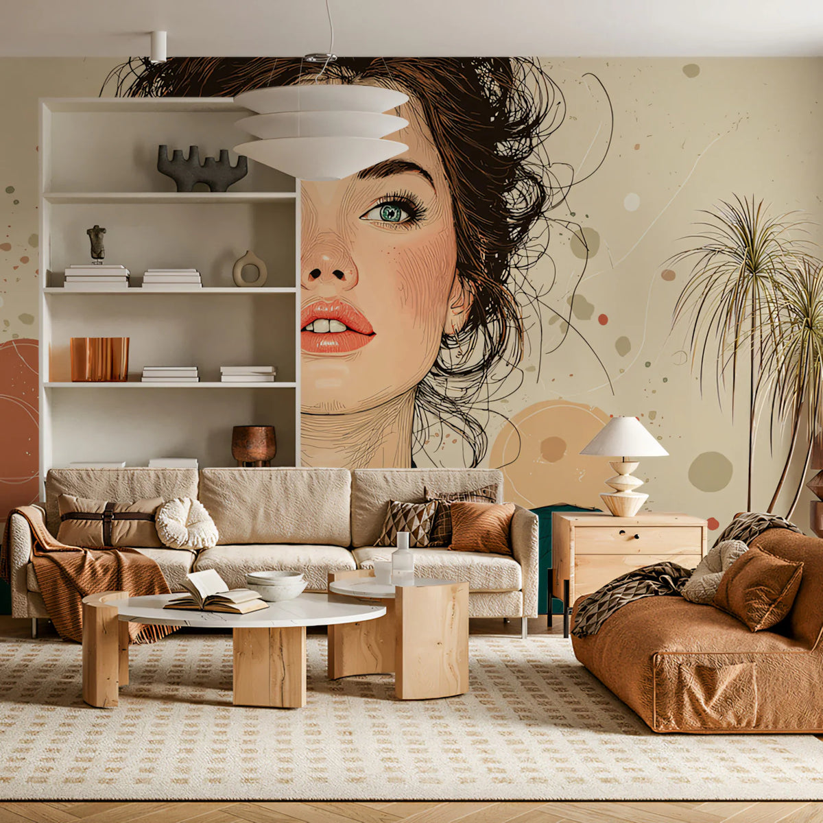 Chic Fashion Illustration Portrait Mural Wallpaper - room preview 02