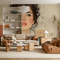 Chic Fashion Illustration Portrait Mural Wallpaper - room preview 02