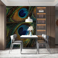 Macro Peacock Feather Mural Wallpaper — Vibrant Iridescent Detail Mural Wallpaper - room preview 02
