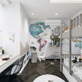 World Map Geographic Mural Wallpaper — Modern Educational Decor Mural Wallpaper - room preview 02