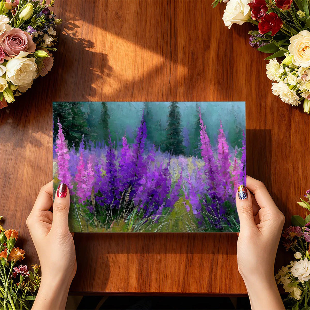 Impressionist Wildflower Meadow Mural Wallpaper — Artistic Floral Mural Wallpaper - room preview 02