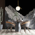 Minimalist Mountain Peaks Mural Wallpaper — Modern Ink Sketch Mural Wallpaper - room preview 02