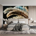 Macro Palm Leaf Mural Wallpaper — Moody Oil Painting Style Mural Wallpaper - room preview 02
