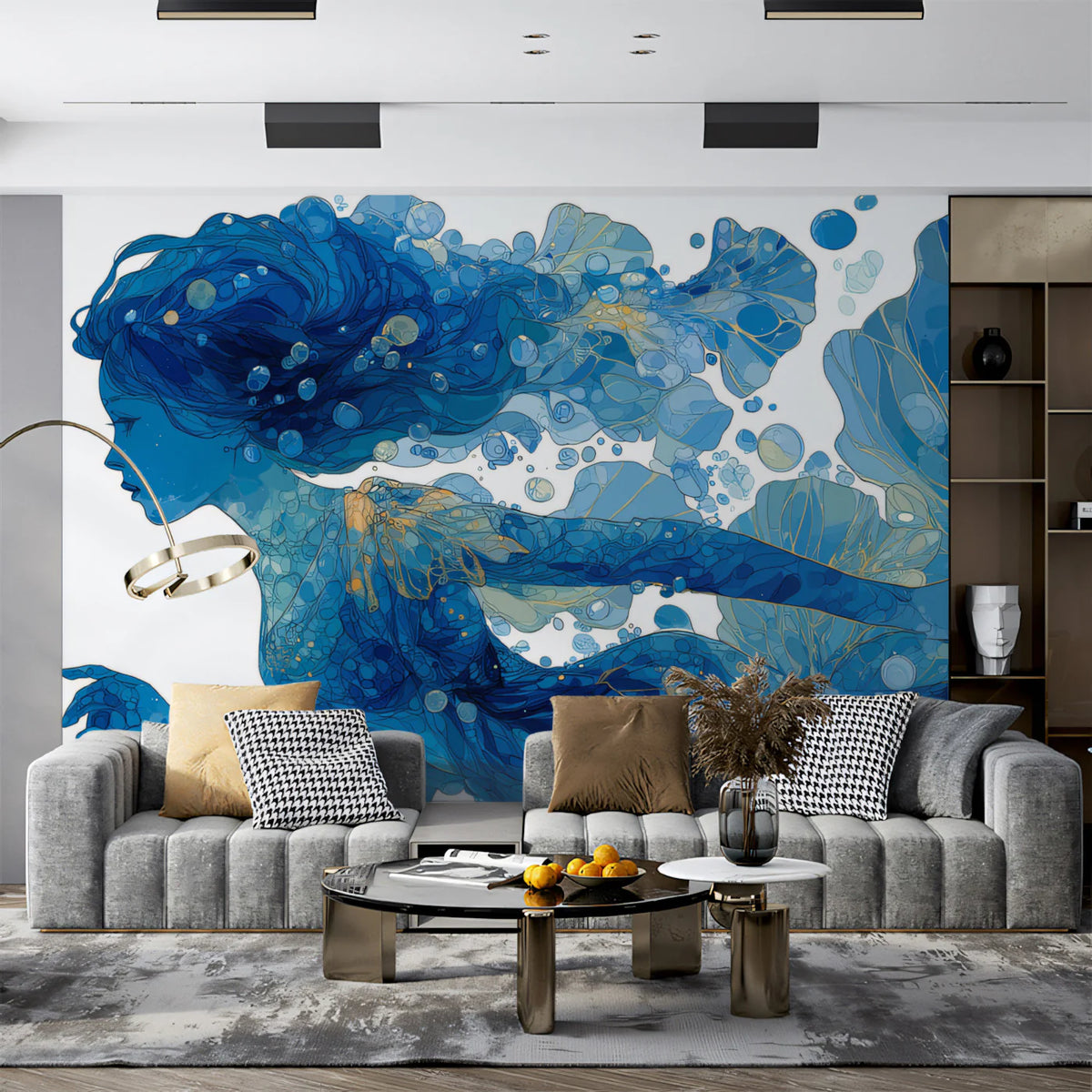 Ethereal Mermaid Underwater Mural Wallpaper — Art Nouveau Style Mural Wallpaper - room preview 02