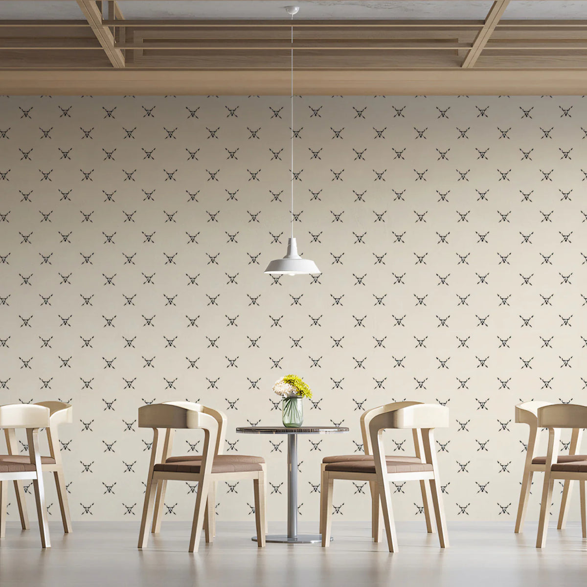Minimalist Crossed Arrow Mural Wallpaper — Western Desert Motif Mural Wallpaper - room preview 02