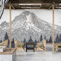 Stippled Mountain Peak Mural Wallpaper — Hand-Drawn Ink Sketch Mural Wallpaper - room preview 02