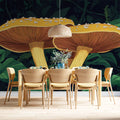 Giant Botanical Mushroom Mural Wallpaper — Whimsical Forest Scene Mural Wallpaper - room preview 02