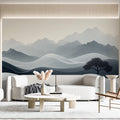 Minimalist Landscape Mural Wallpaper — Zen Mountain Hillscape Mural Wallpaper - room preview 02
