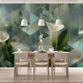 Calla Lily Geometric Mural Wallpaper — Modern Floral Art Mural Wallpaper - room preview 02