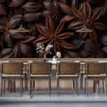 Star Anise Macro Mural Wallpaper — Organic Rustic Texture Mural Wallpaper - room preview 02