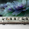 Ethereal Fractal Bloom Mural Wallpaper — Digital Floral Art Mural Wallpaper - room preview 02