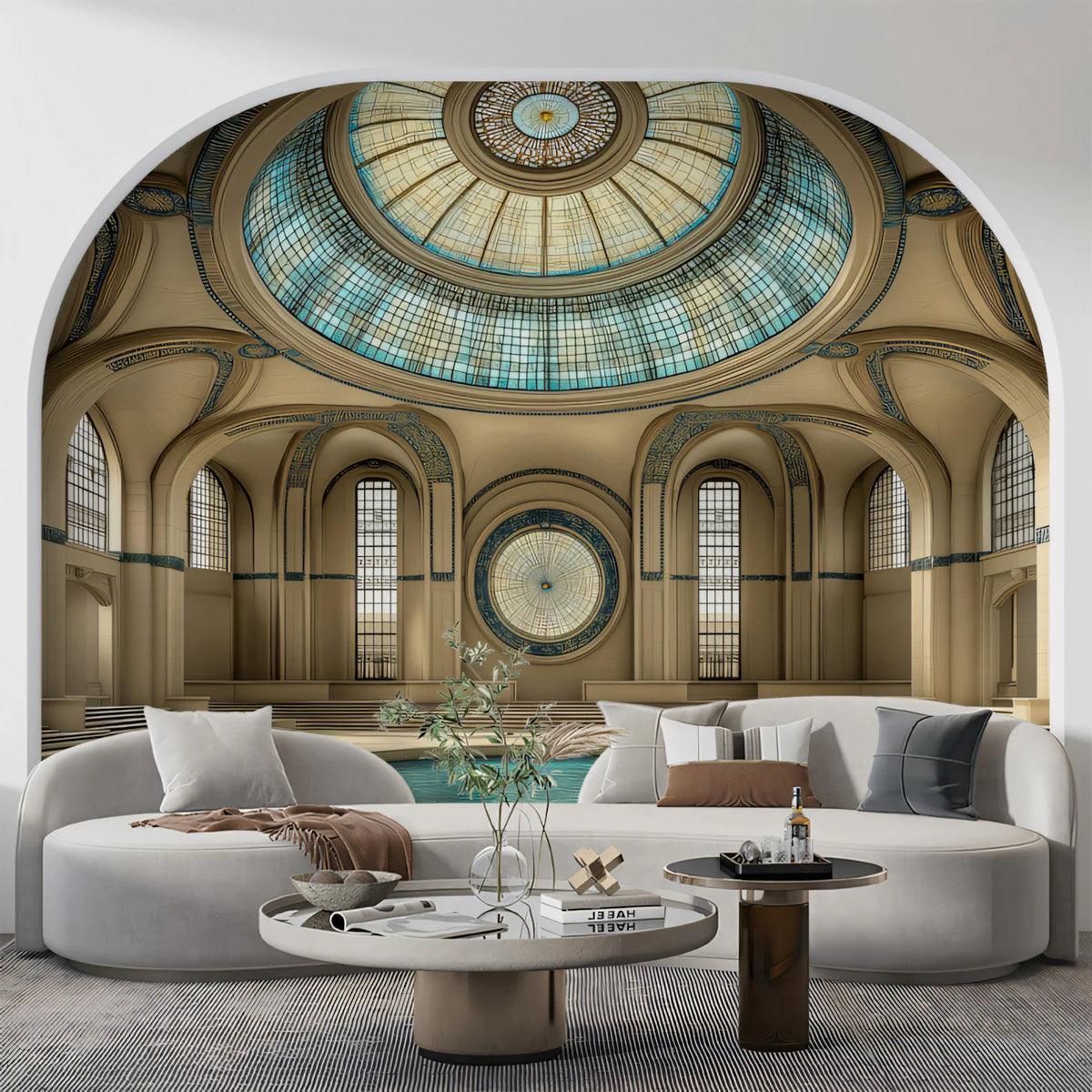 Grand Classical Dome Hall Mural Wallpaper — Architectural Grandeur Mural Wallpaper - room preview 02