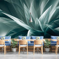 Crystalline Teal Botanical Mural Wallpaper — Modern Abstract Art Mural Wallpaper - room preview 02