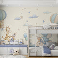 Safari Friends Bicycle Adventure Mural Wallpaper — Whimsical Decor Mural Wallpaper - room preview 02