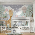 Giraffe and Elephant Forest Adventure Mural Wallpaper - room preview 02
