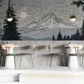 Monochrome Mountain Mosaic Mural Wallpaper — Alpine Landscape Art Mural Wallpaper - room preview 02