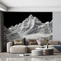 Wireframe Mountain Mural Wallpaper — Modern Topographic Design Mural Wallpaper - room preview 02