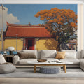 Chinese Street Scene Mural Wallpaper — Oil Painting Art Style Mural Wallpaper - room preview 02
