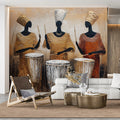 African Rhythm Drummers Mural Wallpaper — Textured Oil Painting Art Mural Wallpaper - room preview 02