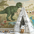 Prehistoric Jungle Adventure Mural Wallpaper — Whimsical Nature Scene Mural Wallpaper - room preview 02