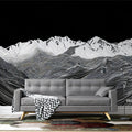 Topographic Mountain Line Art Mural Wallpaper — Monochrome Horizon Mural Wallpaper - room preview 02