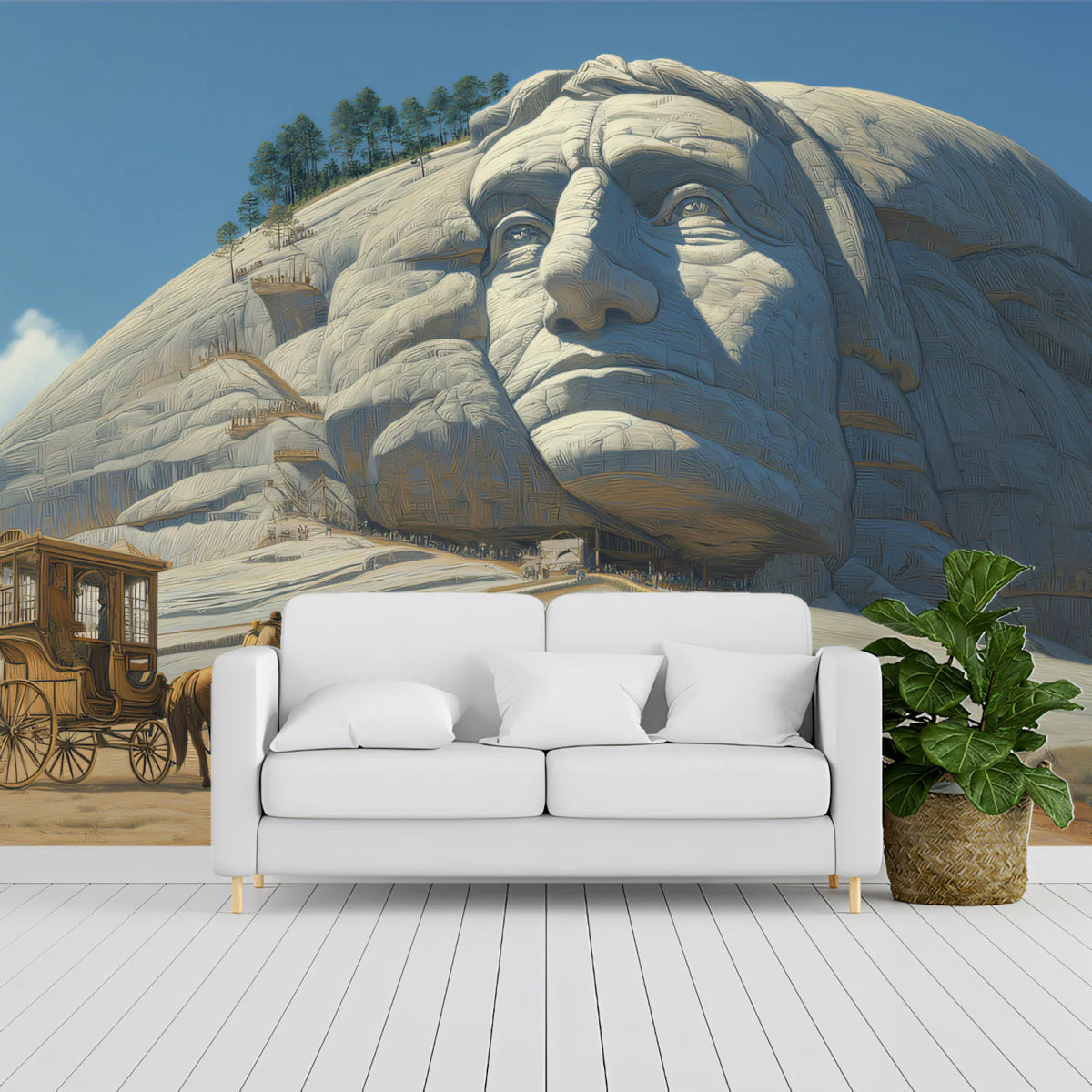 Pioneer Mountain Monument Mural Wallpaper — American Frontier Art Mural Wallpaper - room preview 02