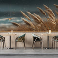 Coastal Reed Grass Mural Wallpaper — Soft Windswept Nature Design Mural Wallpaper - room preview 02