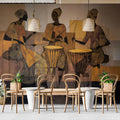 African Rhythm Drummer Mural Wallpaper — Stylized Ethnic Art Mural Wallpaper - room preview 02