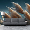 Pampas Grass Landscape Mural Wallpaper — Moody Cinematic Style Mural Wallpaper - room preview 02